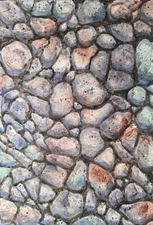 Original Arts Painting Landscape SEA STONES SUN Artwork Modern Seascape Gift A4