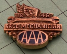 AAA Race Mechanician 1948 Indy Press Media Pin Badge362 LGB 1/10 10K GF Racing