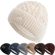 Unisex Winter Beanie Hat Plush Fur Lined Warm Knit Cap for Men Women Ski Warm