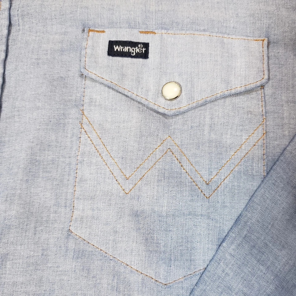 Camisa a Presión Vintage Wrangler Western Pearl XL 17.5/36 X-Long Tails Vaquero Años 90’s Foto 4 de 4