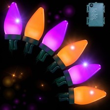 Halloween Lights 29.5 Ft 60 Leds C7 Battery Operated Purpose Or Orange Lights 8