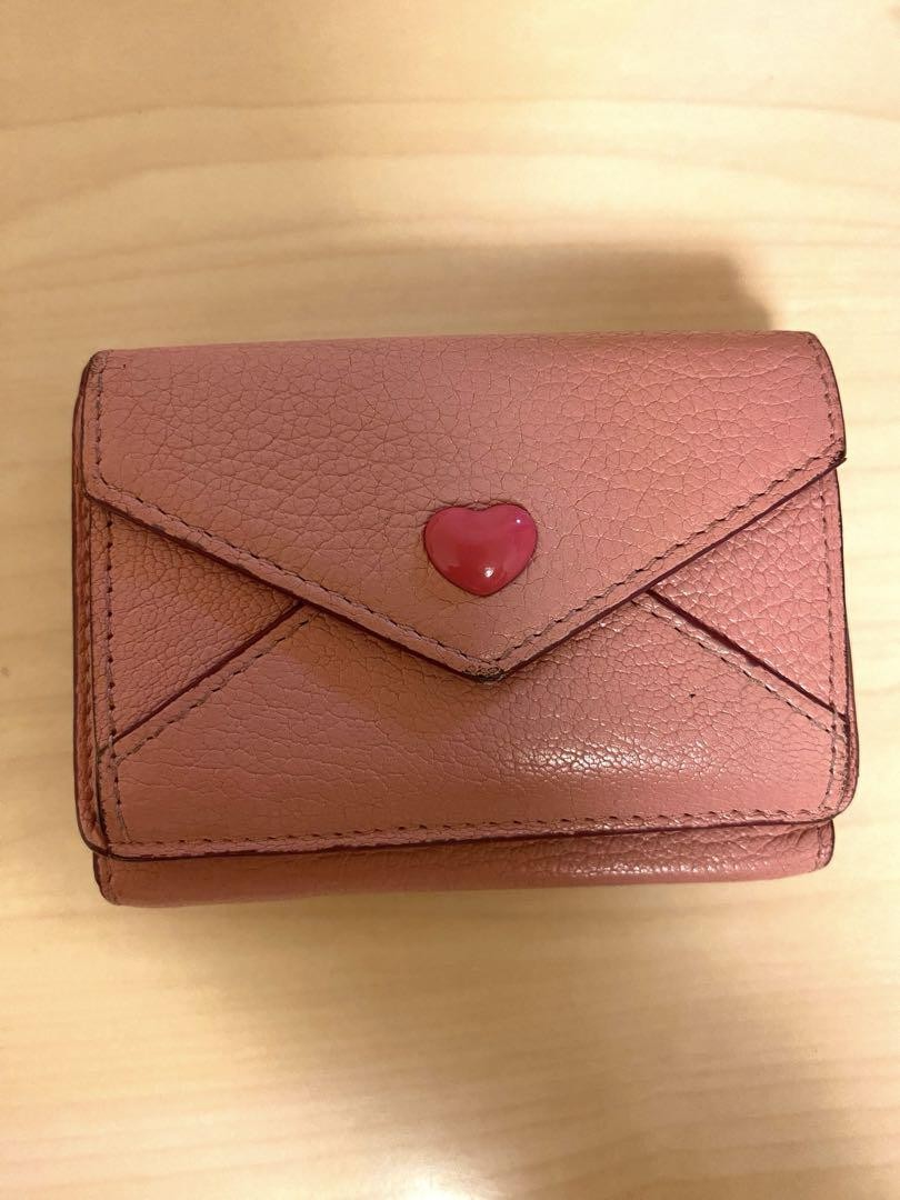 miumiu Miu Miu Tri-Fold Wallet Love Letter Pink Mini Wallet