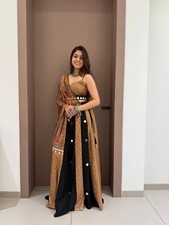 Printed Rayon Lehenga Choli Real Mirror Work Navratri Garba Outfit