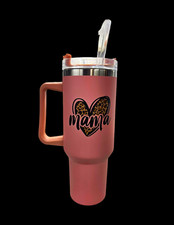 40 oz Pink Insulated Tumbler w/ Handle, Slide...