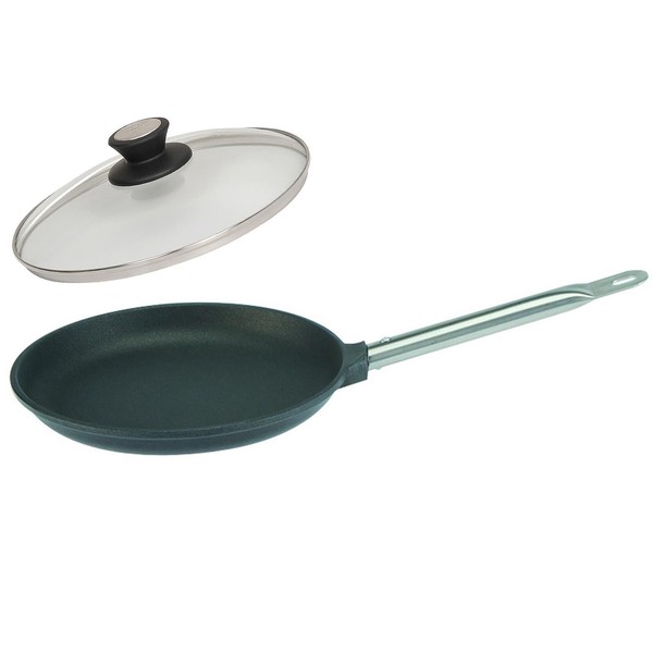 Skk Pfanne 20 Cm Profi Antihaft Lyoner Bratpfanne Mit Edelstahl-Griff Und Deckel-image