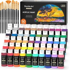 Acrylic Paint, 50 Colors Acrylic Paint Set, 2Oz/60Ml Bottles, Rich Pigments, Wat
