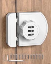 Cabinet Locks with Combination, 180 Degree Keyless Cabinet Lock, 3-Digit Anti...