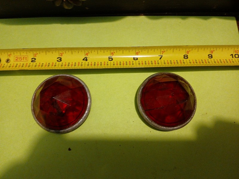 2 Antique/vintage Jeweled Red Glass Bicycle or Motorcycle lenses