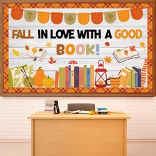 Fall Reading Bulletin Board Set Autumn Pumpkin Maple Leaves Paper Cutouts Wall