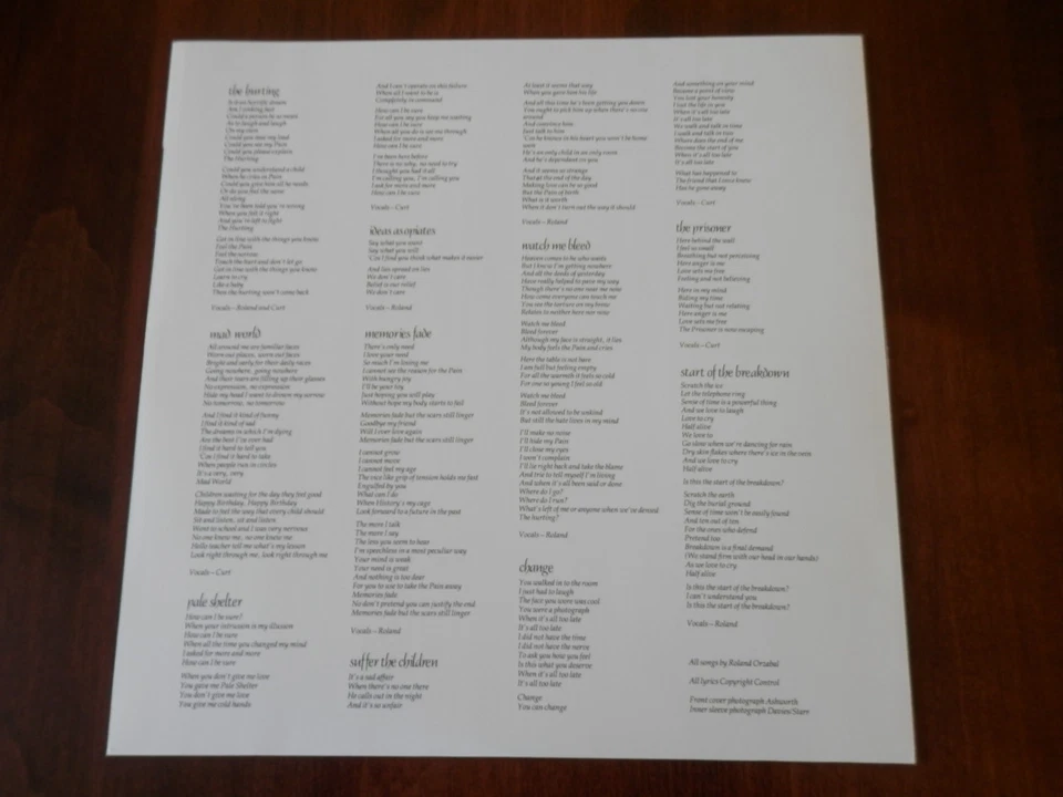 TEARS FOR FEARS- THE HURTING IMPORT MASTERED AT ABBEY ROAD - Image 4 of 4