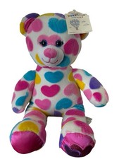 Build A Bear Big Hearts Bear Plush Multicolor Valentine w Tag BABW 2019 Stuffed