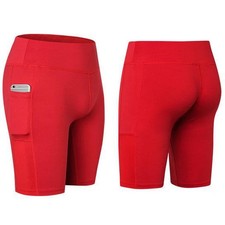 Size: Large,Color: Red - All Seasons Yoga Shorts Stretchable With Phone Pocket