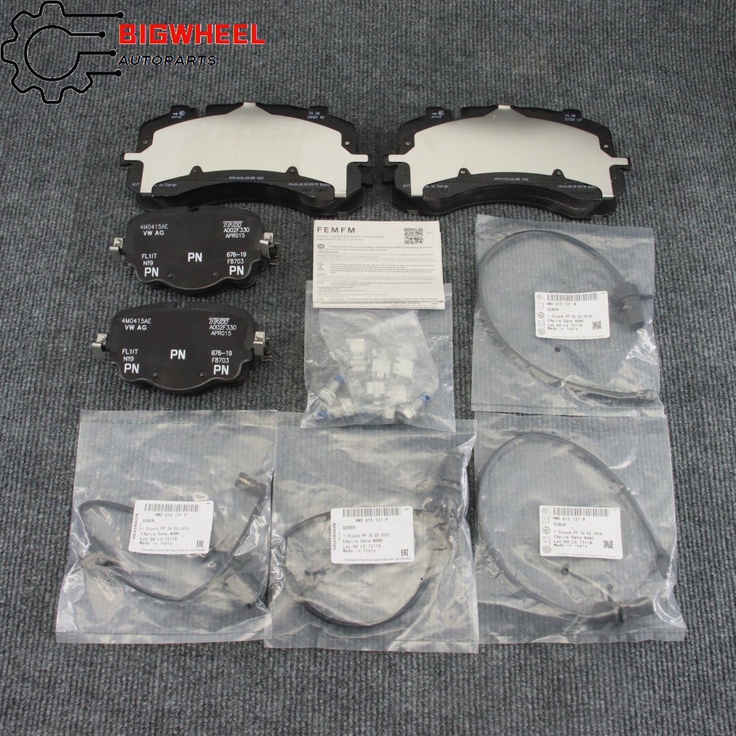 Bentley Bentayga 2017 FRONT Brake pad P/N 4M0615121P