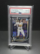 2025 Bowman Chrome Jacob Wilson #1 Black Geometric 5/10 Jersey Matching Psa 10