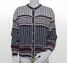 Vintage Chelsea Gardens Sweater Womens Sz L Cotton Fair Isle Cardigan USA Made