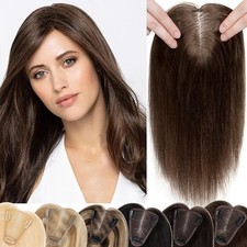 Clip In Free Part Remy Human Hair Lace Base Topper Extensions Women's Hairpiece