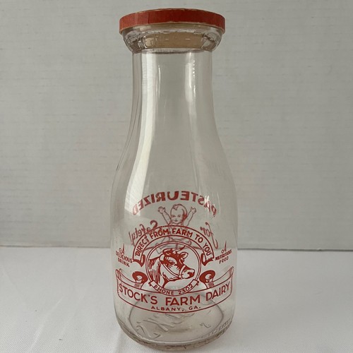 Albany Ga Stocks Farm Dairy Milk Bottle ACL Round One Pint w/Cap