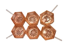 6 Antique Pink Depression Glass Open Salt Cellar with 4 Spoons