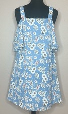 Entro Cold Shoulder Ruffle Sleeve Floral Boho Shift Dress Chiffon Lined Size M
