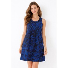 Simply Vera Vera Wang Dress Womens Size 6 Blue Floral Sleeveless A Line