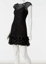 Guess Women's Black Floral Laced Ruffled-Hem Sheath Dress Size 2
