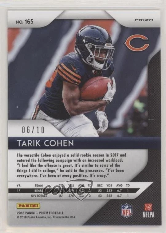 2018 Panini Prizm Gold Prizm /10 Tarik Cohen #165 - Image 2 of 2