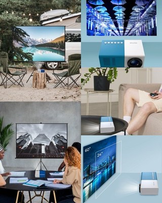 Prixton Mini LED HD 1080P Portable HDMI Cinema Projector Projects Up To 60 