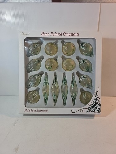 Paquete múltiple de adornos navideños pintados a mano vintage Rauch 16 piezas vacaciones - Imagen 1 de 11