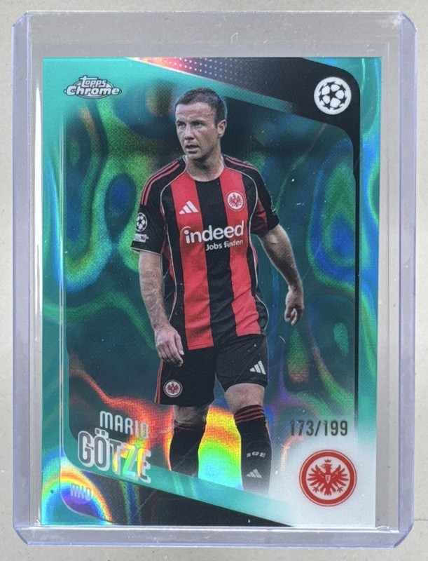 Mario Gotze 2025 Topps Chrome UEFA #162 Aqua Lava Refractor /199