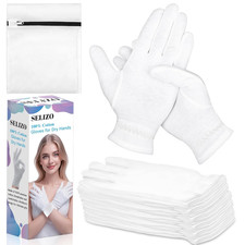 6 Pairs 100% Moisturizing Gloves for Dry Hands Overnight,  10 Pairs White Cotton