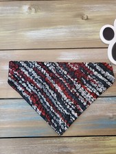 Dog BANDANA Upcycled Textured Satin Stripes Over Collar SMALL 7" Handmade