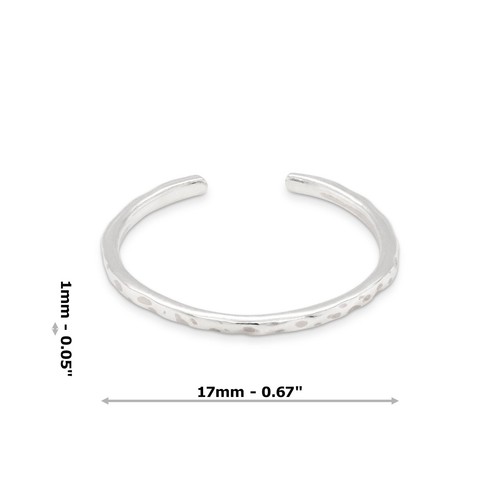 Hammered Thin Band Sterling Silver 925 Toe Ring - Picture 6 of 7