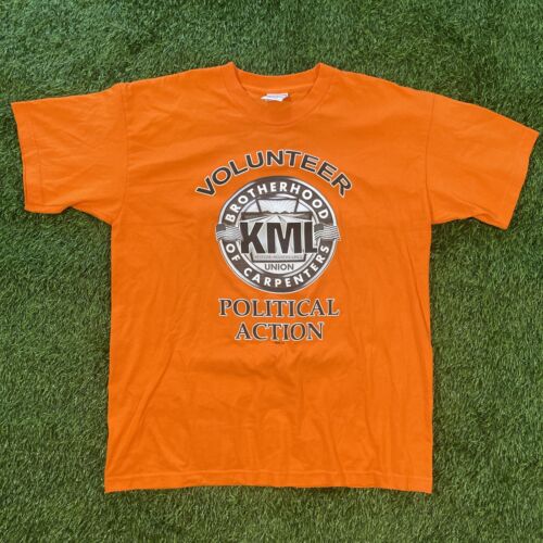 United Brotherhood of Carpenters Local Union T Shirt Orange Pocket USA VTG