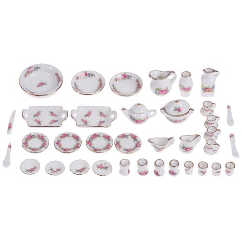 40Pcs/set Dollhouse 1:12 Scale Miniature Tableware Porcelain China Tea Cup Dish - Picture 5 of 12