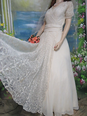 VINTAGE 1952 EMMA DOMB wedding DRESS gown SILK chiffon VINTAGE 1952 EMMA DOMB wedding DRESS gown SILK chiffon