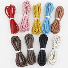 2m Genuine Braided Leather Cord Round Leather Thread Rope Jewelry Making Finding