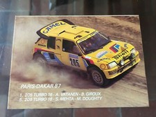 Vintage Autocollante Peugeot 205 Turbo 16 Rallye Parigi Dakar 1987 Sticker