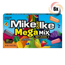 6x Packs Mike Ike Mega Mix 10 Flavors Assorted Chewy Flavored Candy 4.25oz
