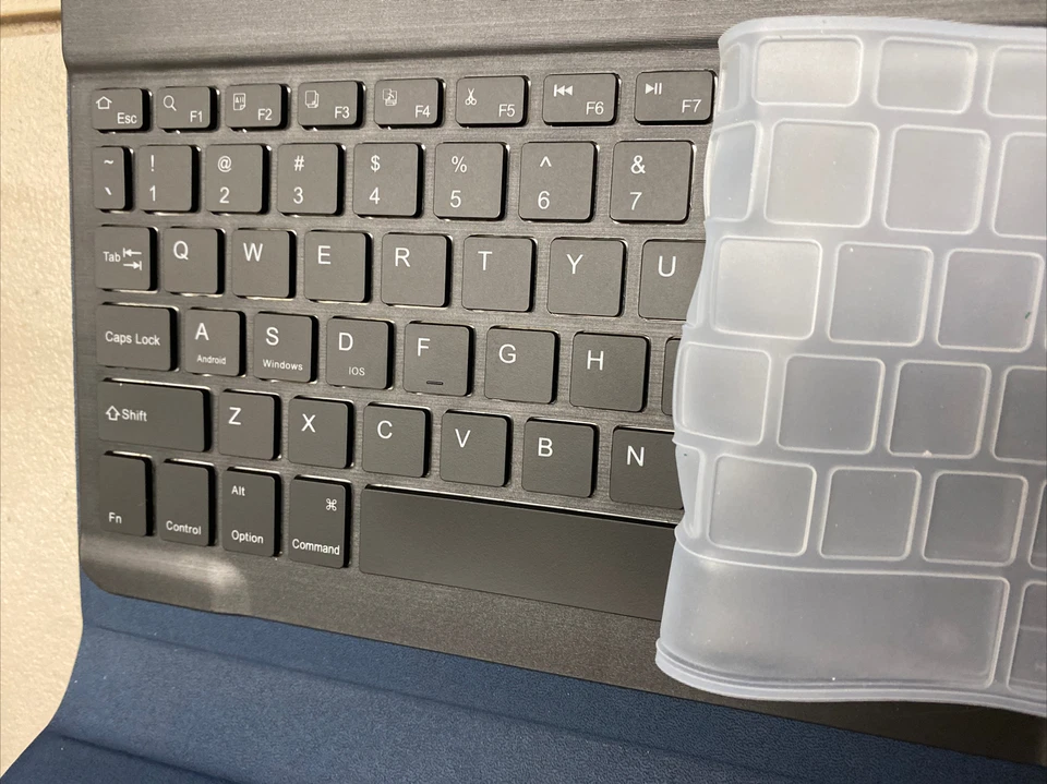 For 9.7 in Tablet Wireless Keyboard Soft Folio Leather Case Stand Cover Blue - Image 4 of 4