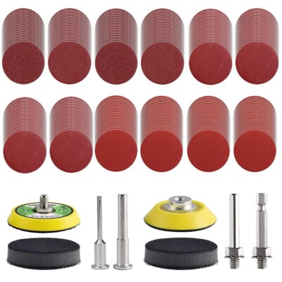 240Pcs 2'' Sanding Discs Pads 80-1000 Grit Hook & Loop Sandpaper  + Backing Pad