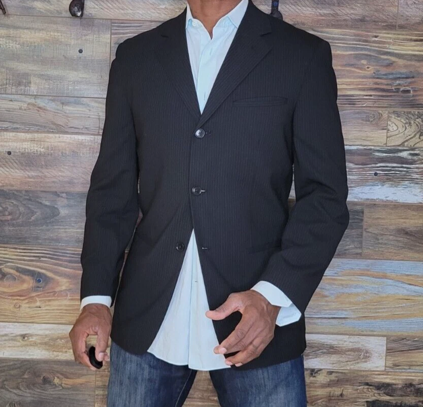 Blazer Chaqueta Deportiva Wilke Rodriguez Mezcla Lana Negro Rayas Talla 38R Foto 2 de 4