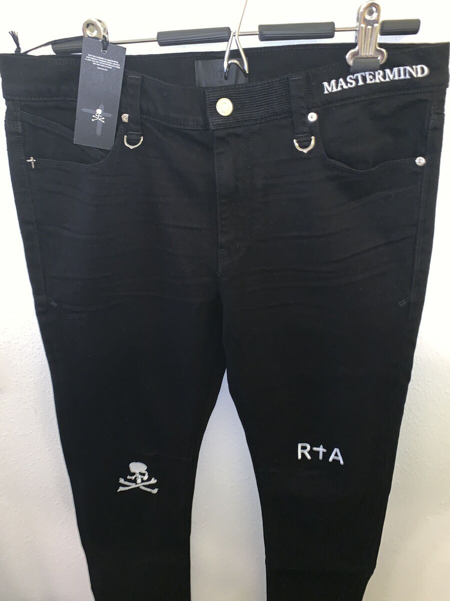 NEW 32W RtA X Mastermind black Embroidered skinny Jeans W NEW 32W RtA X Mastermind black Embroidered skinny Jeans W