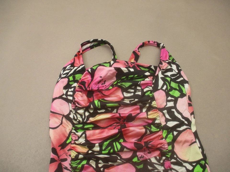 Купальник цельный беспроводной женский Longitude размер 12 цветочный собранный в рюш с подкладкой 8E - Изображение 2 из 4