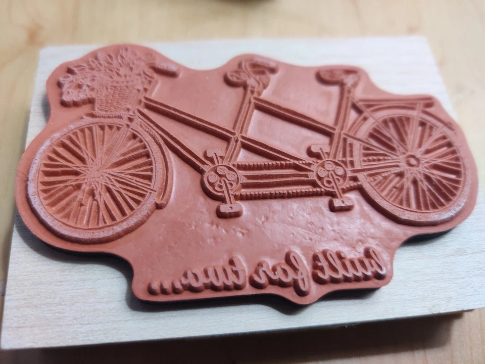 Inkadinkado Built for two Bike Rubber Stamp Wood Mounted.New - Image 3 of 4