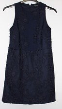 Warehouse Navy Embroidered Shift Dress Size 10