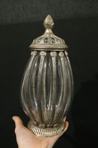 antico vaso speziale vetro ingabbiato indiano anni 40 900 argentato no murano