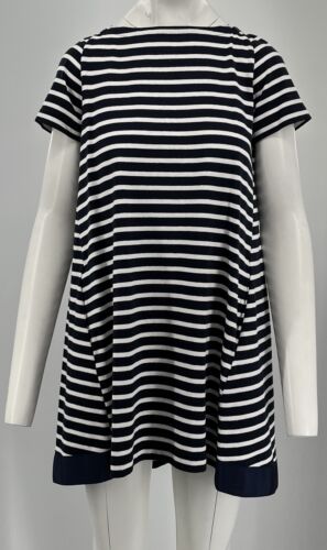 Sacai Navy/White Striped Short Sleeve Inverted Ple