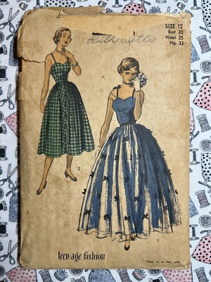 Advance Pattern 5640 Evening-Length Dress Ribbon Shoulder Straps Size 12  Bust 30 | eBay
