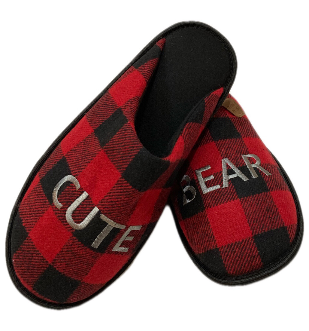 SAOLA Ciabatte donna simpatiche orso a quadri 9 10 grandi nuove in borsa suola interna ed esterna