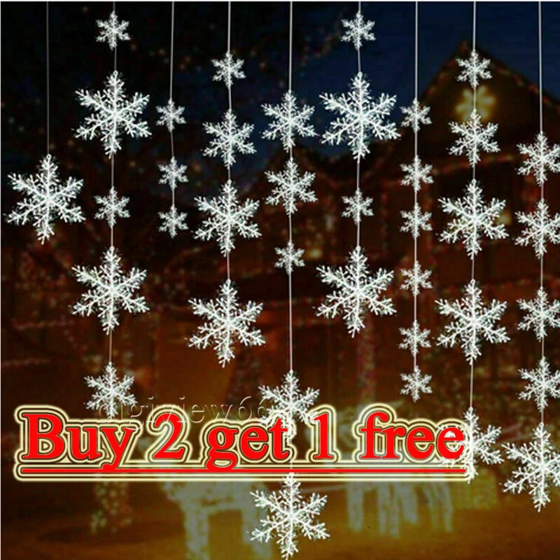 30pcs White Christmas Hanging Snowflakes Window Ornament Decor Xmas Party Gifts